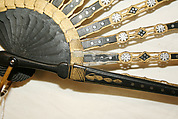 Fan, Wood, metal, silk, sequins, probably French