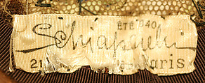 Hat, Schiaparelli (French, founded 1927), cotton, silk, French