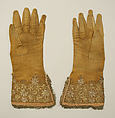 Gloves, leather, silk, British