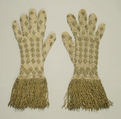 Gloves, silk, metal thread, European