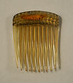 Comb, plastic (cellulose nitrate), rhinestones, American