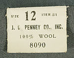 Uniform, (a-c, e-r) suit, Mollie Parnis (American, 1902–1992), wool, American