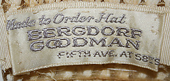 Hat, Bergdorf Goodman (American, founded 1899), straw, silk, horsehair, American