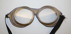 Goggles, glass, cotton, leather, American