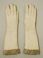 Gloves, leather, silk, gold, probably French