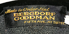 Hat, Bergdorf Goodman (American, founded 1899), straw, silk, American