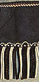 Wedding ensemble, (a–c) silk/wool
(d, e) silk, linen, leather, American
