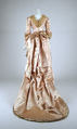 Evening ensemble, (a, b, c) silk, cotton; (d, e) silk, leather, British