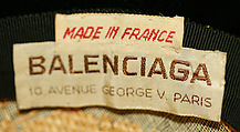 Hat, House of Balenciaga (French, founded 1937), cotton, straw, French
