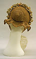 Bonnet, straw, horsehair, American or European