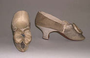 Shoes, silk, leather, probably British