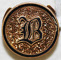 Button, gold, enamel, American or European