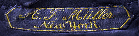 Riding habit, Made by T. Miller &amp; Sons, New York (American), (a,b) wool
(c,d) silk
(e) cotton, American