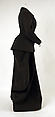 Riding habit, Made by T. Miller &amp; Sons, New York (American), (a,b) wool
(c,d) silk
(e) cotton, American
