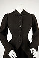 Riding habit, Made by T. Miller &amp; Sons, New York (American), (a,b) wool
(c,d) silk
(e) cotton, American