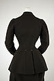 Riding habit, Made by T. Miller &amp; Sons, New York (American), (a,b) wool
(c,d) silk
(e) cotton, American