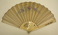 Fan, silk, ivory, American