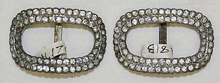 Shoe buckles, metal, rhinestones, American or European