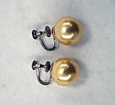Earrings, pearl, gold, American