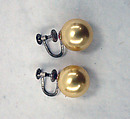 Earrings, pearl, gold, American