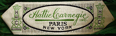 Evening ensemble, Hattie Carnegie, Inc. (American, 1918–1965), silk, American