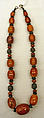 Necklace, amber, metal, American
