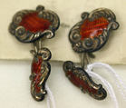 Cuff links, metal, enamel, American