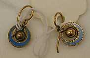 Earrings, metal, enamel, American