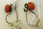 Earrings, coral, American
