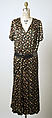 Afternoon dress, House of Patou (French, founded 1914), (a) silk
(b) leather, French