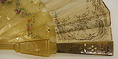 Fan, silk, horn, mother of pearl, French