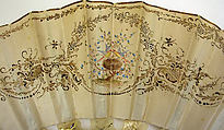 Fan, silk, horn, mother of pearl, French