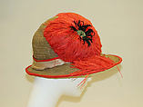 Hat, straw, silk, probably French