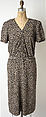 Ensemble, Edward Molyneux (French (born England), London 1891–1974 Monte Carlo), (a-c) silk (?)
(d) leather, French
