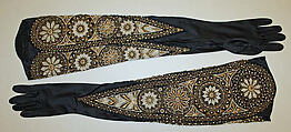 Gloves, Suzanne Talbot, silk, pearls, metal thread, French