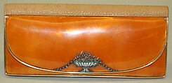 Purse, leather, plastic, probably French