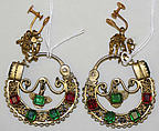 Earrings, metal, glass, Spanish