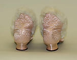 Slippers, silk, leather, fur, wool, American