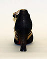 Evening shoes, Morris Wolock & Co., metallic fabric, metallic leather, American