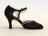 Evening shoes, Morris Wolock & Co., metallic fabric, metallic leather, American