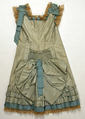 Dress, silk, cotton, mother-of-pearl, probably American