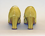 Pumps, silk, leather, French