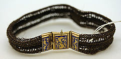 Bracelet, hair, metal, enamel, American