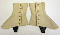 Spats, wool, leather, bone, British