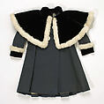 Ensemble, (a, b) wool, silk, fur<br/>(c) silk, feather, French