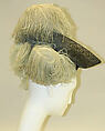 Hat, silk, metallic, feathers, American or European