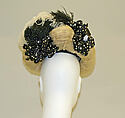 Tricorne, straw, silk, metal, feathers, American