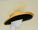 Hat, straw, silk, feathers, wire, American