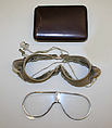 Goggles, glass, leather, cotton, American