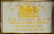 Riding habit, wool, cotton, British